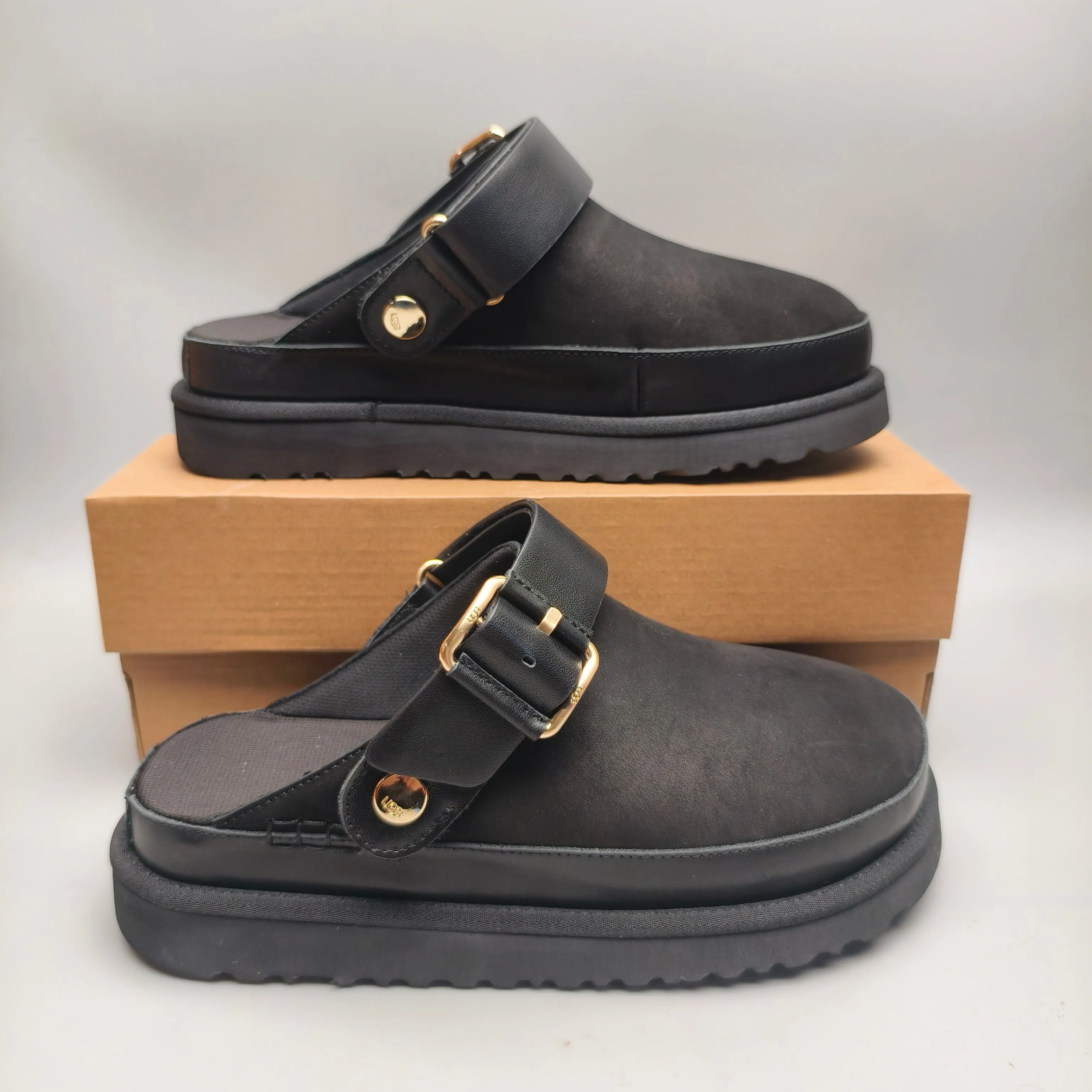 💰520 UGG sandals 9590 new spring and summer slip-on sandals Color: Maroon Sand Black Size: 35-41